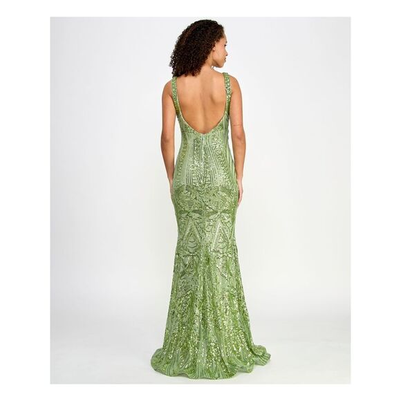 MORGAN & CO Womens Green Lined Sleeveless Formal Gown Dress Juniors 3 - Picture 2 of 4
